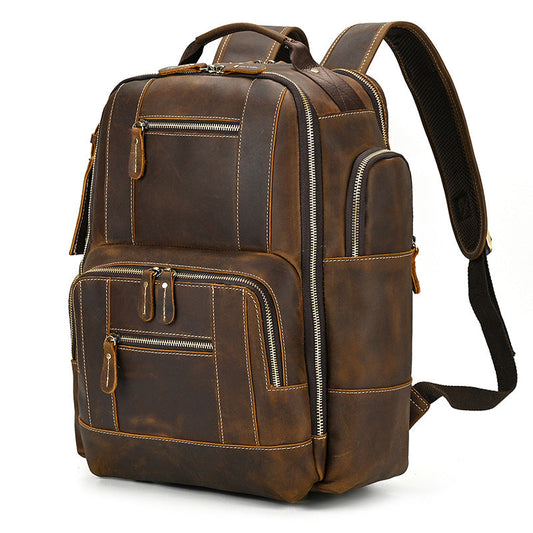 Large Laptop Backpack Leather Mens Travel Backpack Leather Rollup Backpack For Men