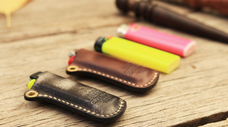 Leather Bic J3 J5 Lighter Case Leather Cricket Lighter Holder with strap Leather Lighter Covers For Men