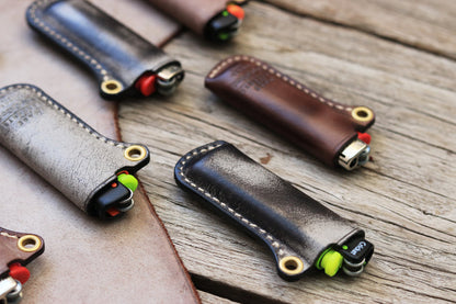 Leather Bic J3 J5 Lighter Case Leather Cricket Lighter Holder with strap Leather Lighter Covers For Men