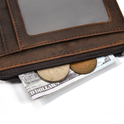 Leather Men's Slim Biker Chain Wallet Front Pocket Wallet with Chain For Men