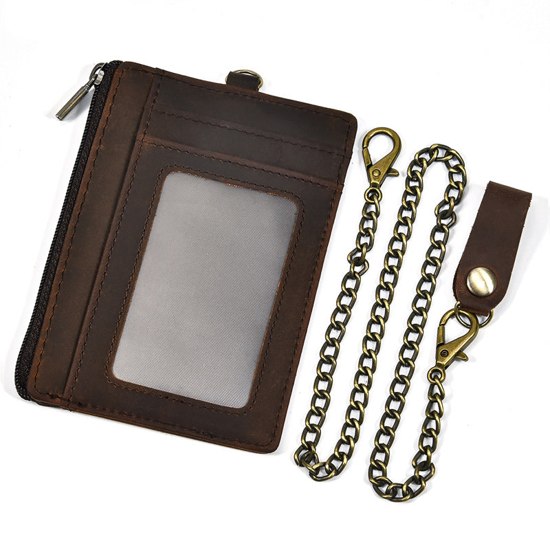 Leather Men's Slim Biker Chain Wallet Front Pocket Wallet with Chain For Men