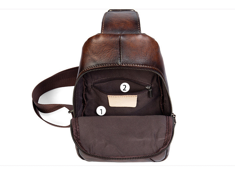 Leather Men's Sling Bag Cool Sling Brown Packs Sling Crossbody Pack For Men