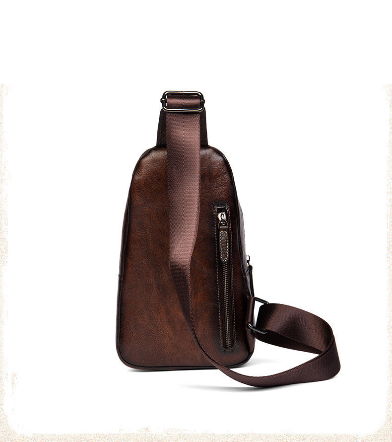 Leather Men's Sling Bag Cool Sling Brown Packs Sling Crossbody Pack For Men