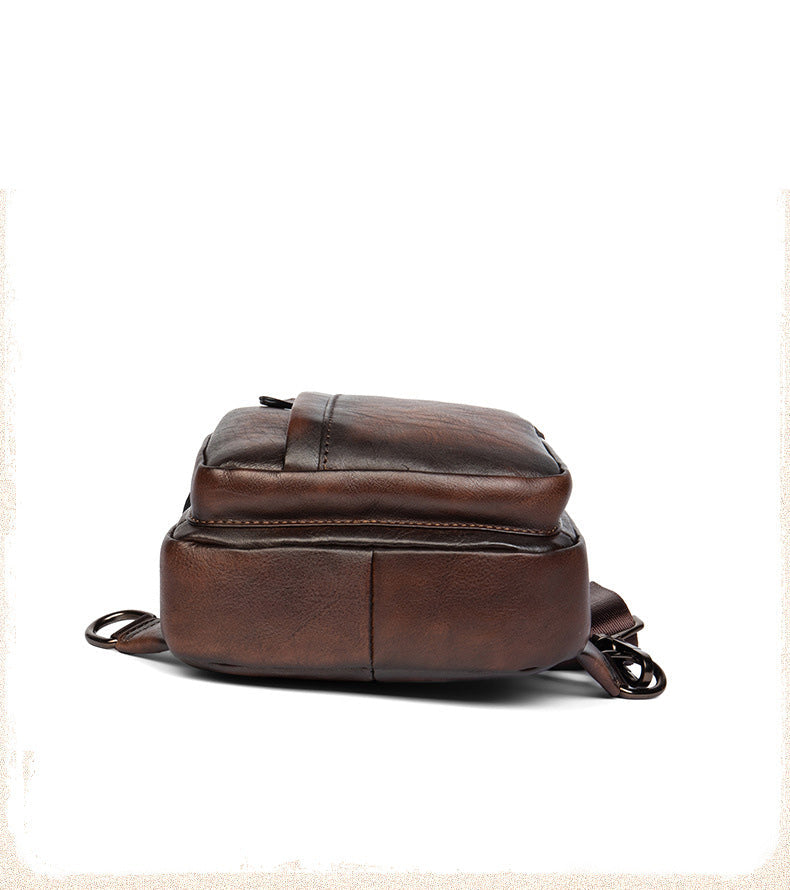 Leather Men's Sling Bag Cool Tan Sling Packs Sling Crossbody Pack For Men