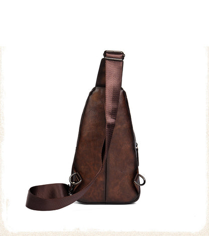 Leather Men's Sling Bag Cool Tan Sling Packs Sling Crossbody Pack For Men