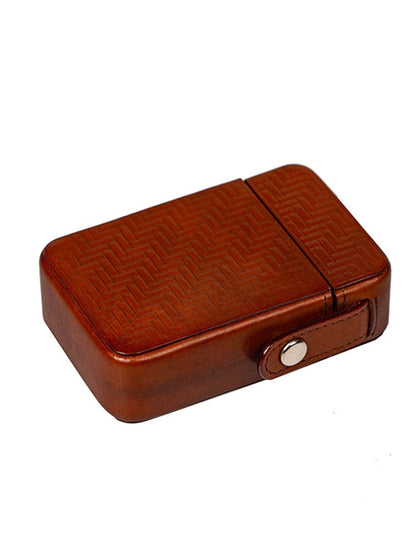 Classic Brown Leather Mens 20pcs Cigarette Holder Case Stamped Cigarette Case for Men