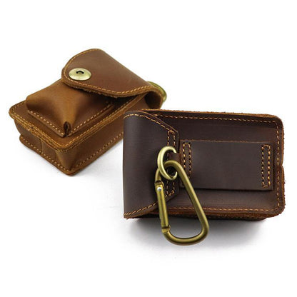 Leather Mens Cigarette Cases with Lighter Holder With Belt Loop Cigarette Holder For Men