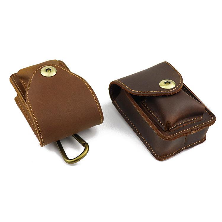 Leather Mens Cigarette Cases with Lighter Holder With Belt Loop Cigarette Holder For Men