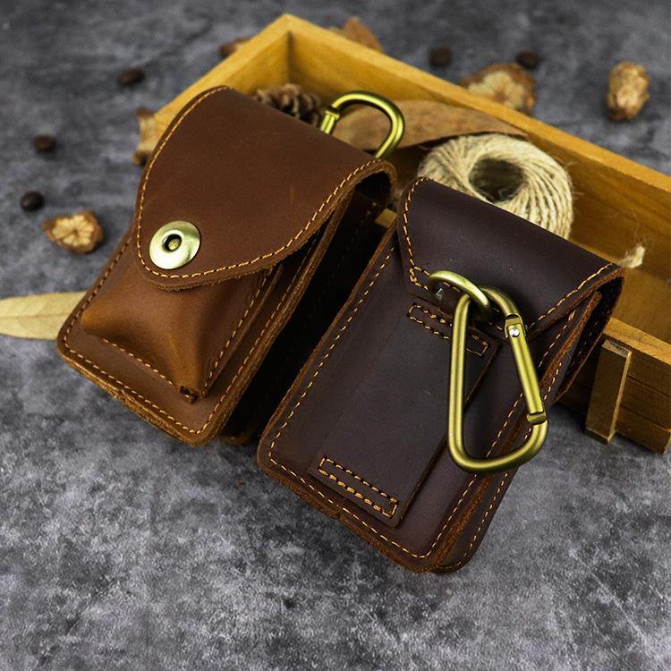 Leather Mens Cigarette Cases with Lighter Holder With Belt Loop Cigarette Holder For Men