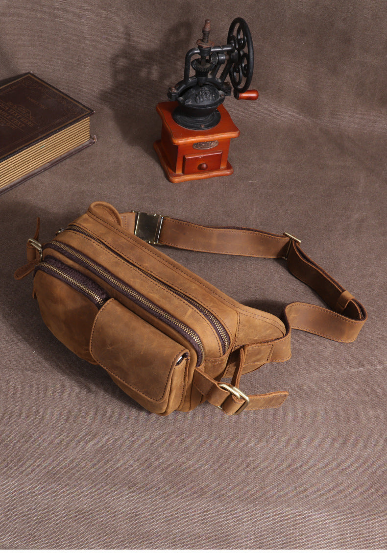 Leather Mens Fanny Packs Casual Belt Bag Cool Waist Bag Fanny Bag For Men