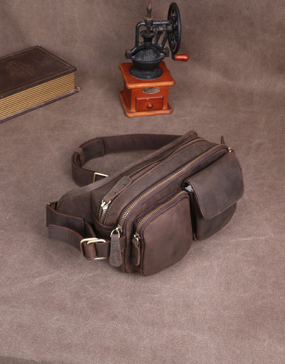 Leather Mens Fanny Packs Casual Belt Bag Cool Waist Bag Fanny Bag For Men