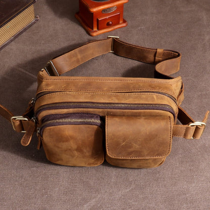 Leather Mens Fanny Packs Casual Belt Bag Cool Waist Bag Fanny Bag For Men