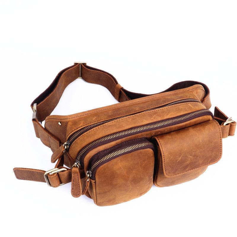 Leather Mens Fanny Packs Casual Belt Bag Cool Waist Bag Fanny Bag For Men