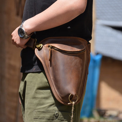 Leather Mens OX Thigh Bag Waist Bag Hip Pack Dropleg Bag Side Bag For Men