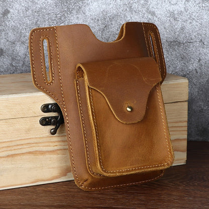 Leather Mens Phone Holster Belt Pouch Cigarette Pack Waist Pouch Belt Bags For Men