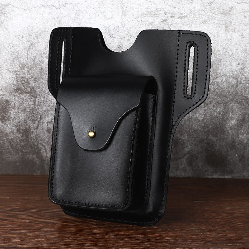 Leather Mens Phone Holster Belt Pouch Cigarette Pack Waist Pouch Belt Bags For Men