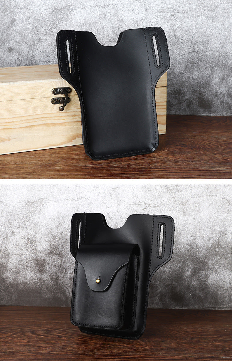 Leather Mens Phone Holster Belt Pouch Cigarette Pack Waist Pouch Belt Bags For Men