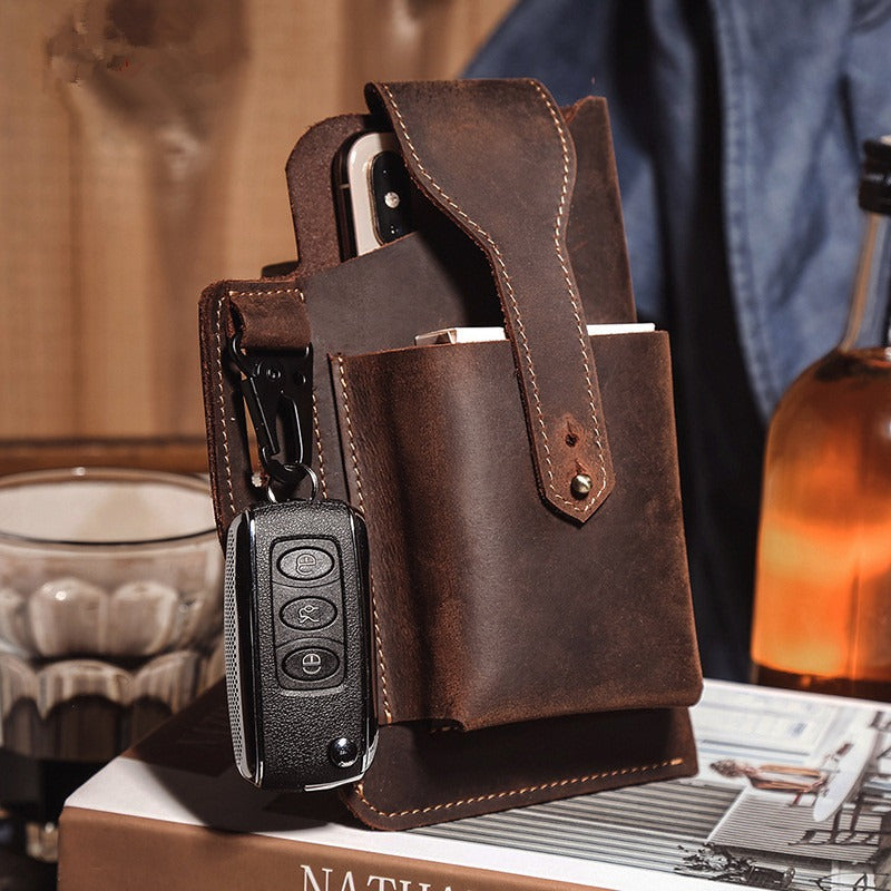 Leather Mens Phone Holster CellPhone Belt Pouches Waist Bag Phone Holster for Men