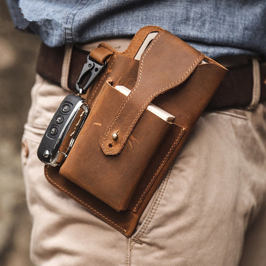 Leather Mens Phone Holster CellPhone Belt Pouches Waist Bag Phone Holster for Men