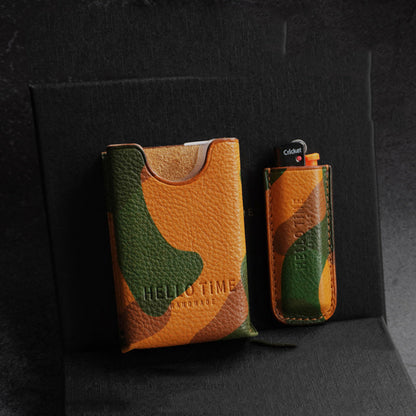 Green Leather Mens Soft Pack Cigarette Holder Case Hard Pack Cigarette Case for Men