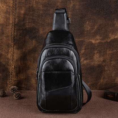 Leather Sling Bag For Men Brown Crossbody Sling Pack Small Chest Bag For Men