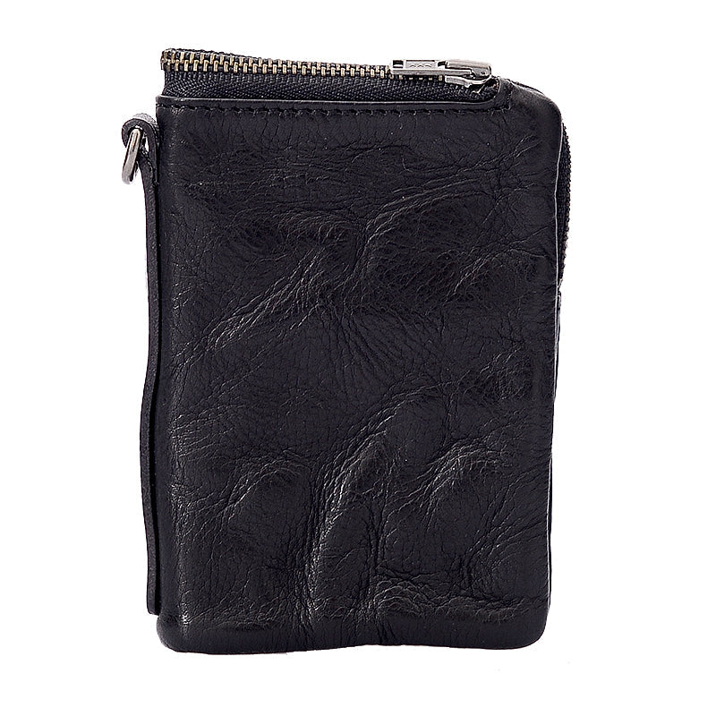 Leather Vertical Biker Chain Wallet Slim Bifold Biker Wallet Black Billfold Wallet