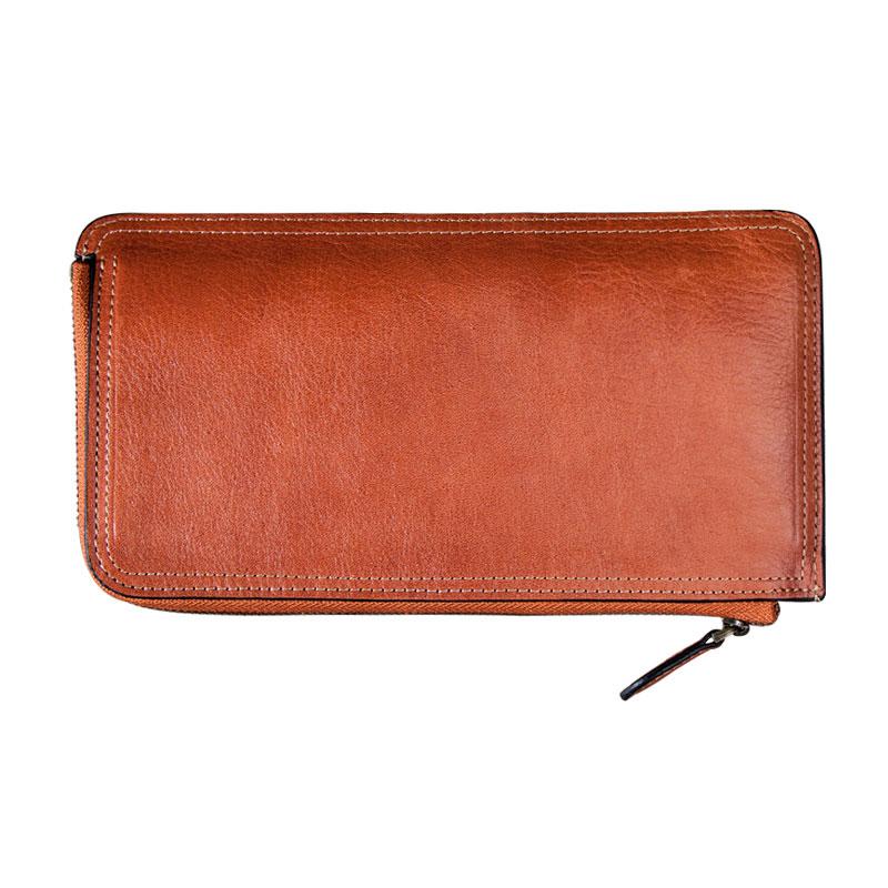 Leather Long Wallets for men Zipper Bifold Vintage Men Long Wallet