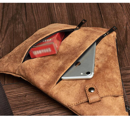 Leather Mens Cool Sling Bag Crossbody Bag Chest Bag for men