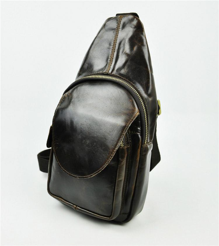 Leather Mens Cool Sling Bag Crossbody Bag Chest Bag for men