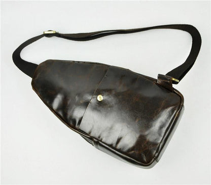 Leather Mens Cool Sling Bag Crossbody Bag Chest Bag for men