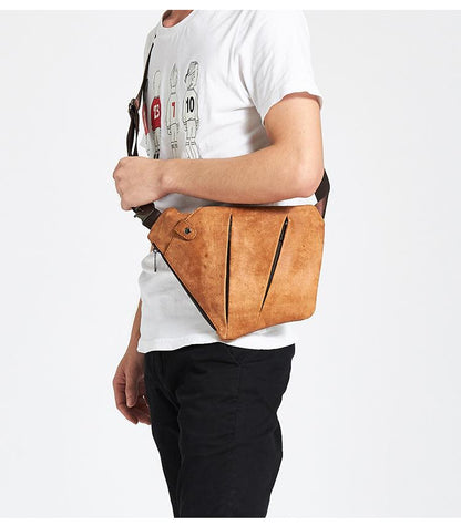 Leather Mens Cool Sling Bag Crossbody Bag Chest Bag for men