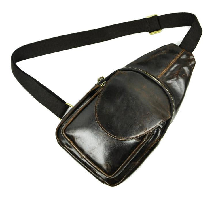 Leather Mens Cool Sling Bag Crossbody Bag Chest Bag for men