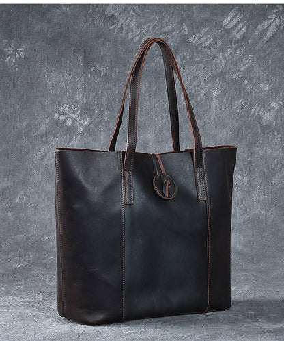 Leather Mens Womens 13' Large Shoulder Bag Vintage Coffee Tote Bag Large Side Bag For Men