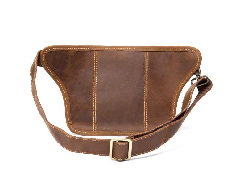 Cool Brown Leather Fanny Pack Mens Waist Bags Hip Pack Belt Bag Bumbags for Men