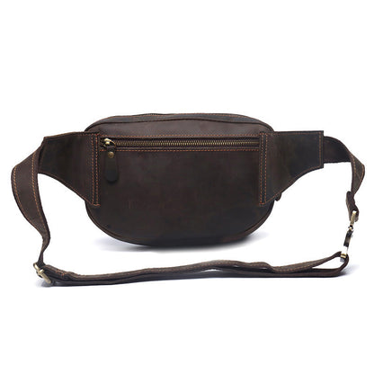 Best Coffee Leather Fanny Pack Men's Around Chest Bag Best Hip Bag Waist Bag For Men