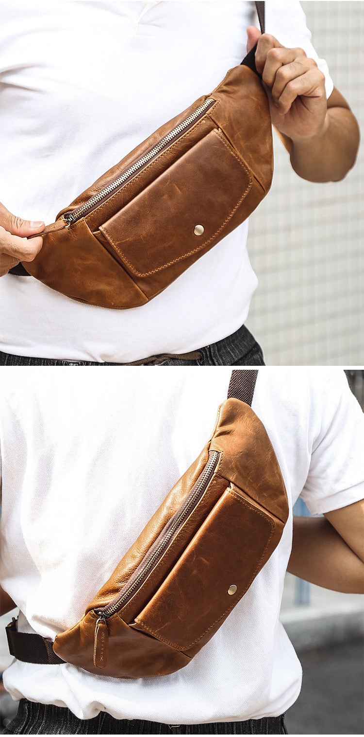 Mens Fanny Packs Leather Belt Bag Casual Waist Bag Fanny Bag For Men