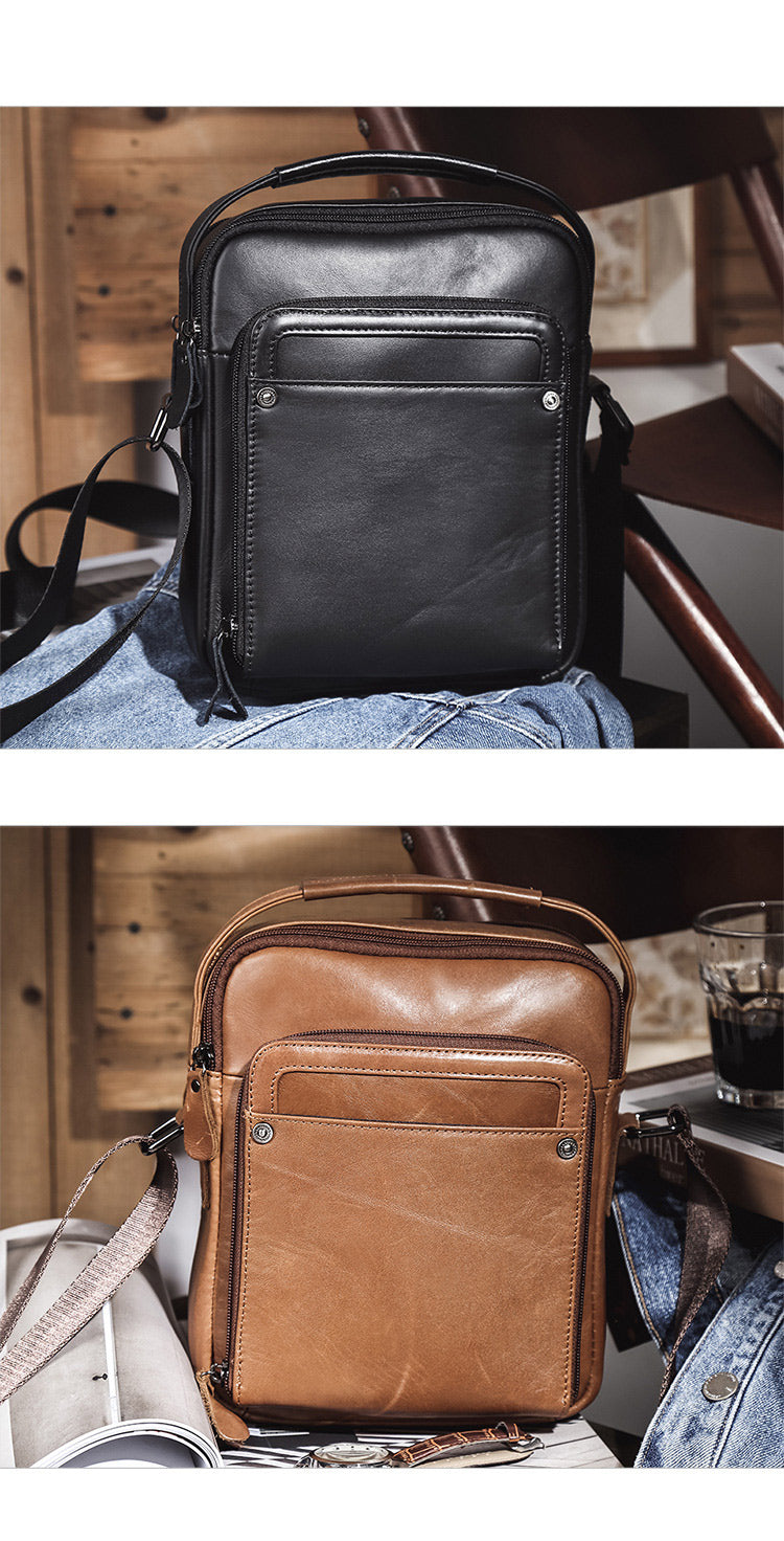 Mens Vertical Messenger Bags Black Leather Ipad Vertical Side Bags Courier Bag For Men