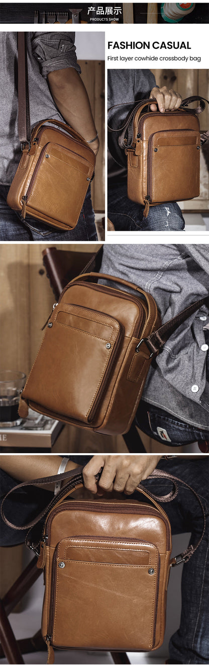 Mens Vertical Messenger Bags Black Leather Ipad Vertical Side Bags Courier Bag For Men