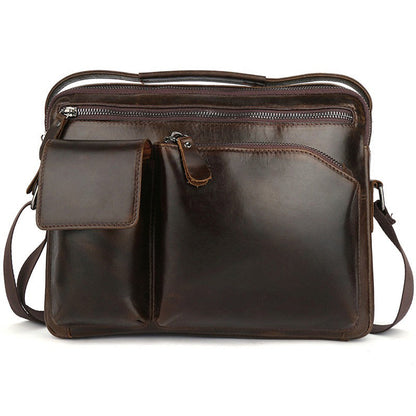 Mens Work Messenger Bags Brown Leather Ipad Casual Side Bags Courier Bag For Men