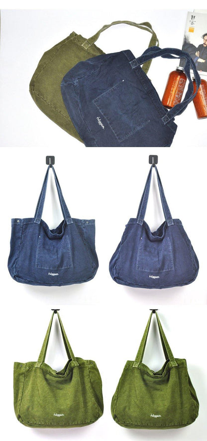 Navy Blue Canvas Mens Denim Bag Tote Bag Messenger Bag Army Green Denim Tote Shoulder Bag For Men and Women