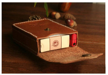 Handmade Brown Leather Mens Cigarette Case Cool Cigarette Holder with Belt Loop for Men