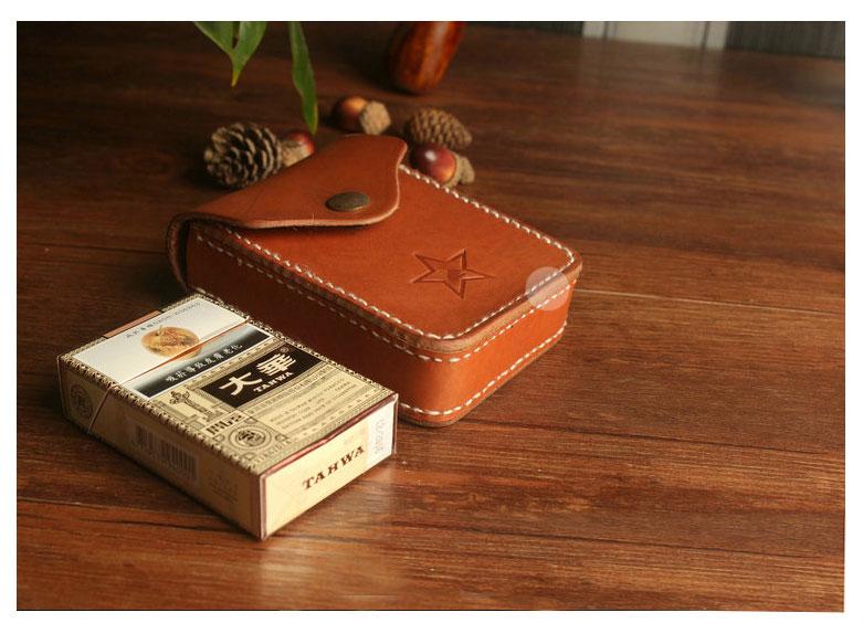 Handmade Brown Leather Mens Cigarette Case Cool Cigarette Holder with Belt Loop for Men