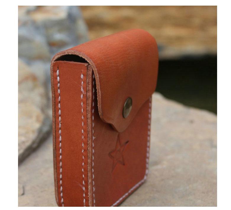 Handmade Brown Leather Mens Cigarette Case Cool Cigarette Holder with Belt Loop for Men