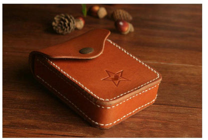 Handmade Brown Leather Mens Cigarette Case Cool Cigarette Holder with Belt Loop for Men