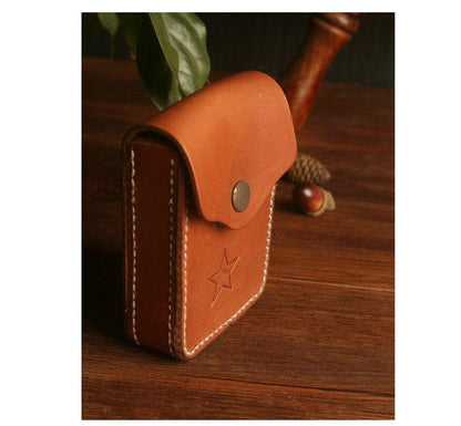 Handmade Brown Leather Mens Cigarette Case Cool Cigarette Holder with Belt Loop for Men