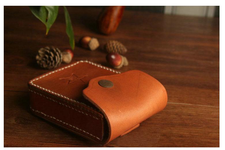 Handmade Brown Leather Mens Cigarette Case Cool Cigarette Holder with Belt Loop for Men