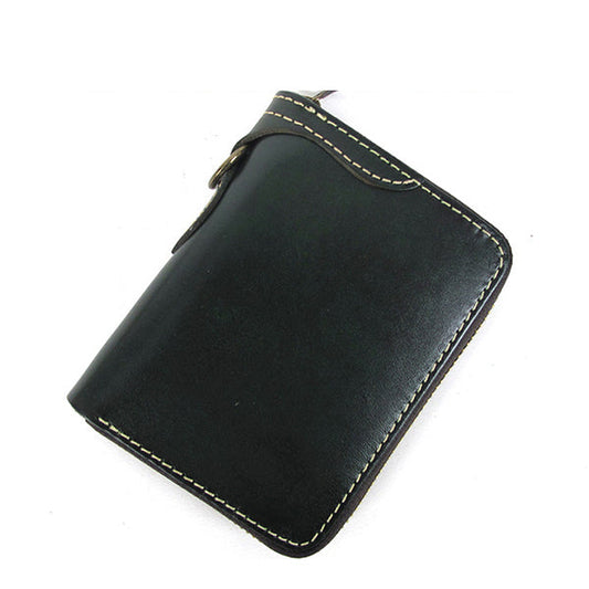 [On Sale] Handmade Mens Around Zipper Wallet Leather Biker Chain Wallet