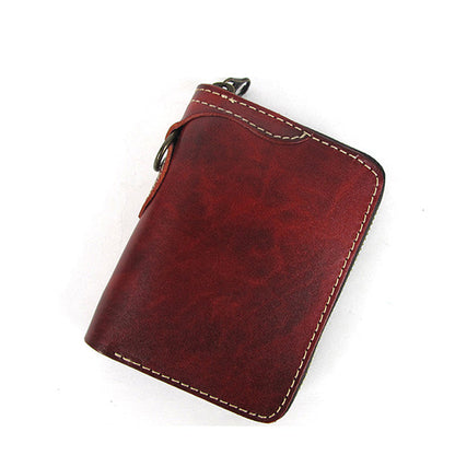 [On Sale] Handmade Mens Around Zipper Wallet Leather Biker Chain Wallet