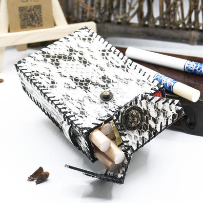 Cool Leather Mens Engraved Floral Cigarette Holder Handmade Cigarette Holder Cases for Men