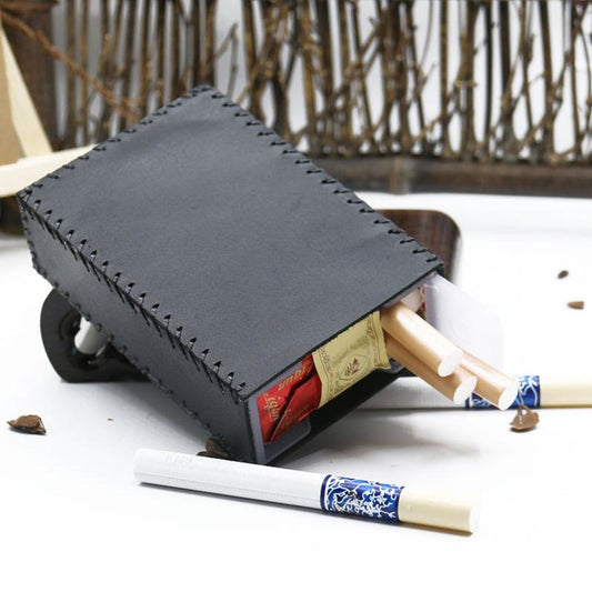 Cool Handmade Leather Mens Black Cigarette Holder Case for Men